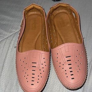 Pink Perforated Loafers